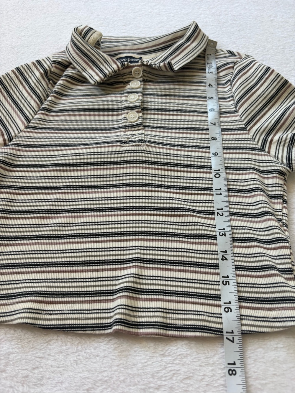 Tomboy Beige & Black Striped Polo Tee - Picture 4 of 7